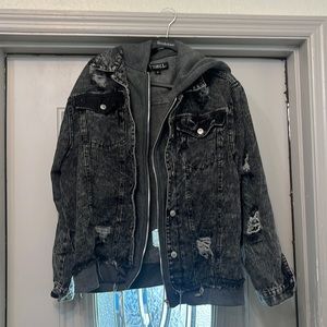 Oversized black denim jacket